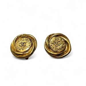 CHANEL Gold Twisted Rope Earrings